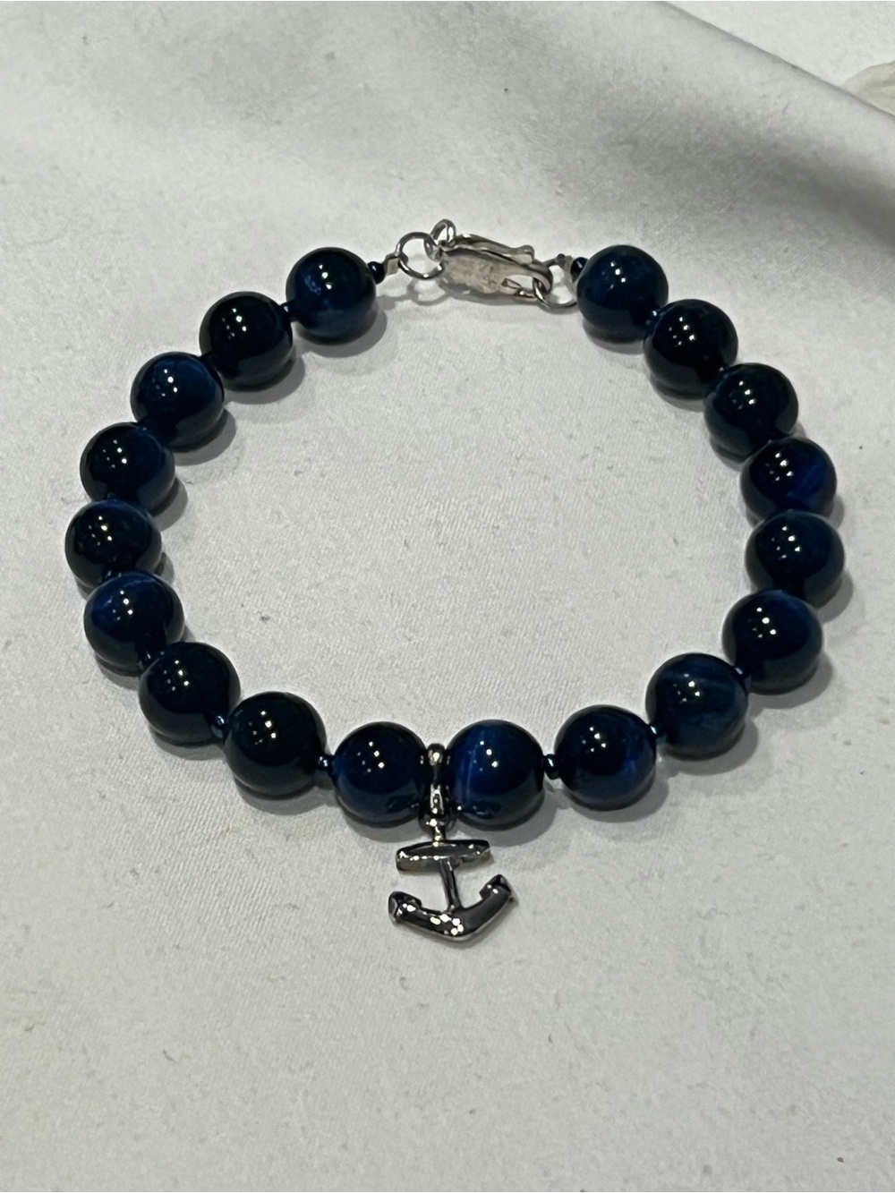 Blue Tigers eye sterling silver bracelet